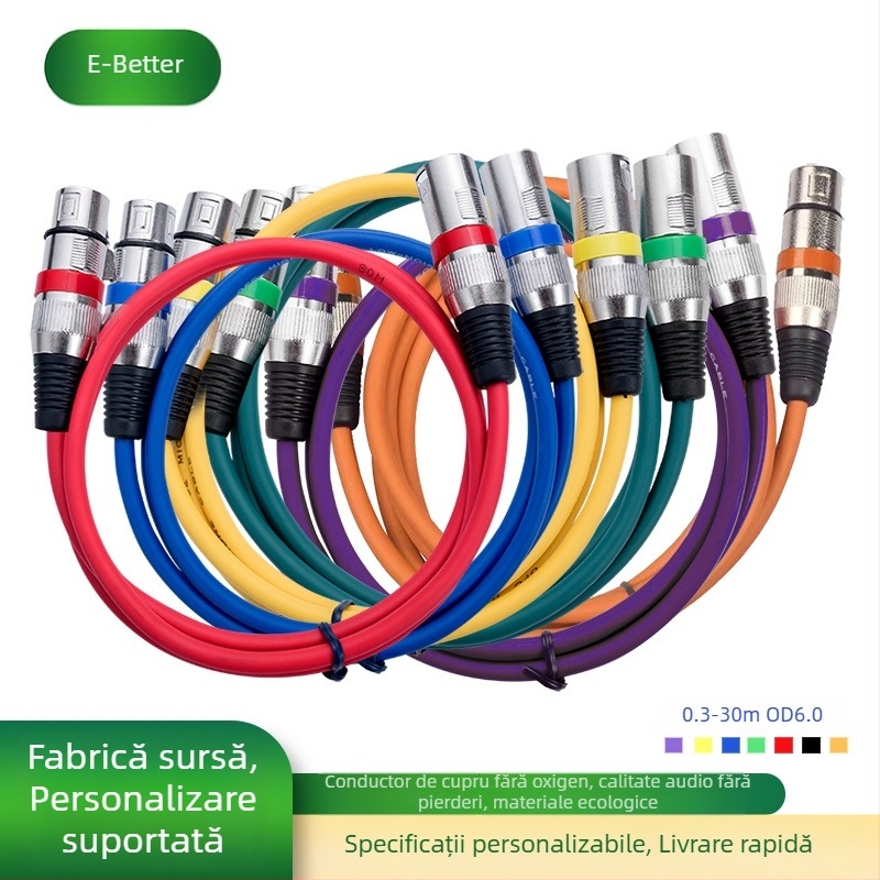 Set cabluri XLR audio, masculin spre feminin, placare nichel, miez din cupru pur, cupru neoxigenat, greutate 0,5 kg