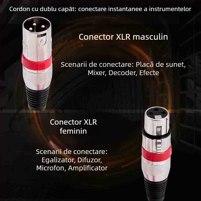 Set cabluri XLR audio, masculin spre feminin, placare nichel, miez din cupru pur, cupru neoxigenat, greutate 0,5 kg