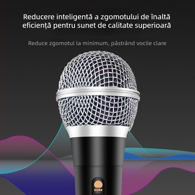 Microfon dynamic cu cablu MQ-104 pentru uz casnic, PC și karaoke — intrare 5V, răspuns în frecvență 40 Hz–20 kHz, SNR ≥70 dB
