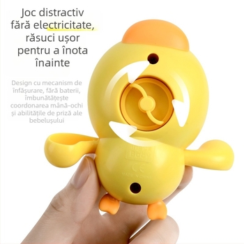 Jucărie de baie din plastic cu rață, mecanism cu arc, plutitoare, pentru sugari 0–3 ani