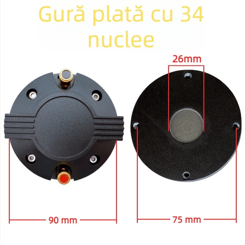Driver de tweeter cu diafragmă din titan, circuit magnetic extern și încărcare horn