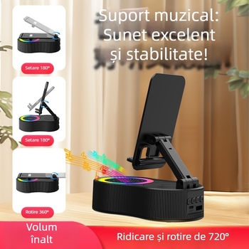 Stand 3-în-1 pentru birou cu telefon, difuzor Bluetooth și iluminare RGB (Bluetooth 5.3, 40 Hz–20 kHz, SNR ≥70 dB, baterie încorporată 1200–2000 mAh, 5 W)
