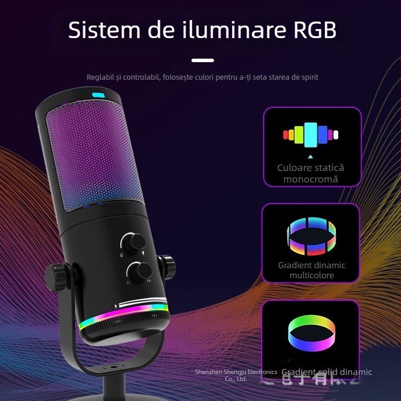 Microfon condensator profesional pentru streaming live de jocuri (Brand: AUDIMATRIX; Alimentare: 5V; Baterie: Fără baterie; Răspuns în frecvență: 100Hz-20kHz)