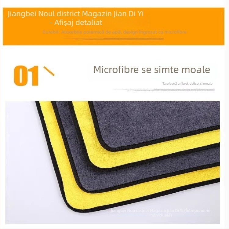 Prosop de șters auto din catifea corală, grosime extra, nu lasă scame, foarte absorbant pentru geamuri auto