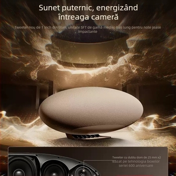 Box Karaoke cu microfon încorporat, sistem cu 5 difuzoare, Bluetooth 5.1, 150Hz-18kHz, SNR ≥60dB, rază de până la 15 m, alimentare USB-C, baterie 4000–6000mAh