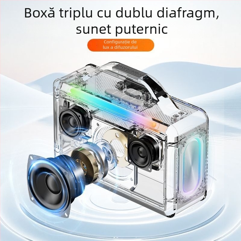 Boxă Karaoke Bluetooth RGB de 300W cu card audio încorporat și microfoane duale, portabilă, baterie încorporată 2000-4000mAh