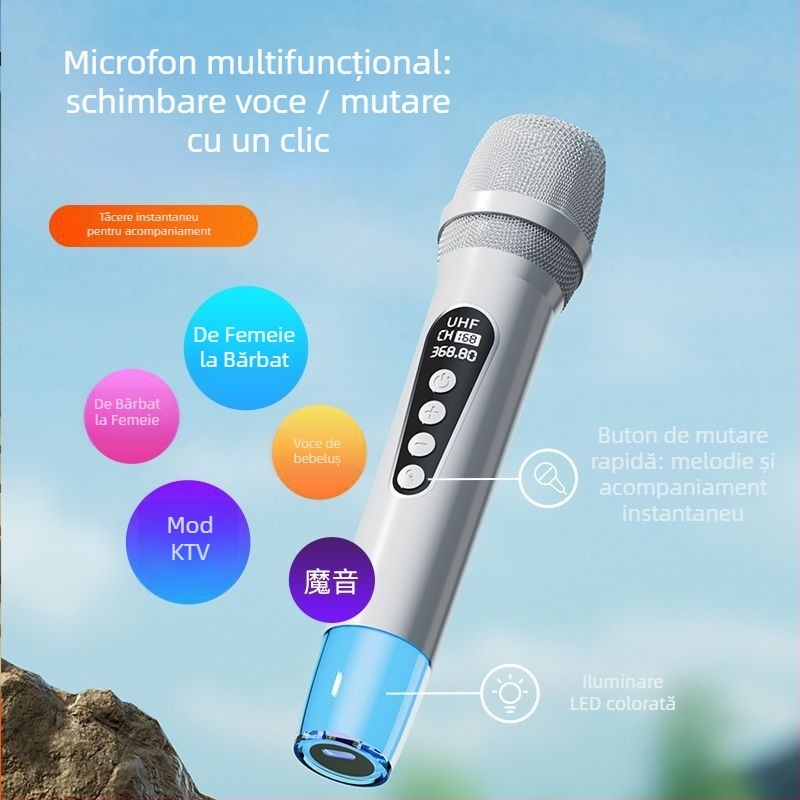 Boxă Karaoke Bluetooth RGB de 300W cu card audio încorporat și microfoane duale, portabilă, baterie încorporată 2000-4000mAh