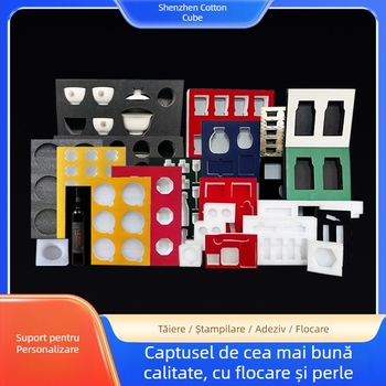 Interior din pearl cotton pentru ambalarea jucăriilor – material: pearl cotton; densitate: 1,5 g/cm³; marcă: Cotton Cube