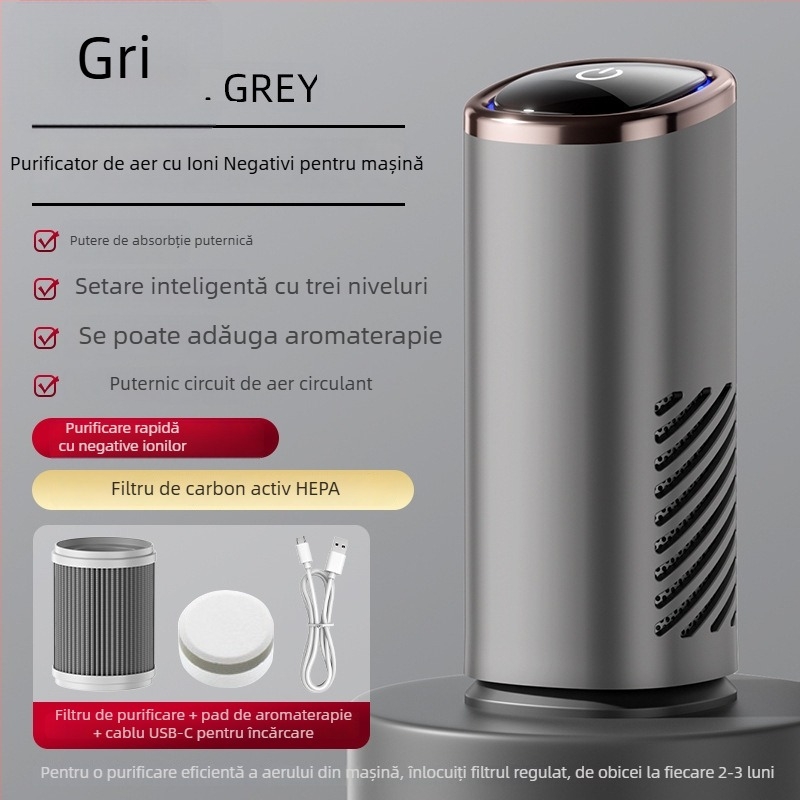 Purificator de aer pentru mașină, model EJ-JHQ05, 5W USB alimentare, 5V, ABS, montabil în vehicul