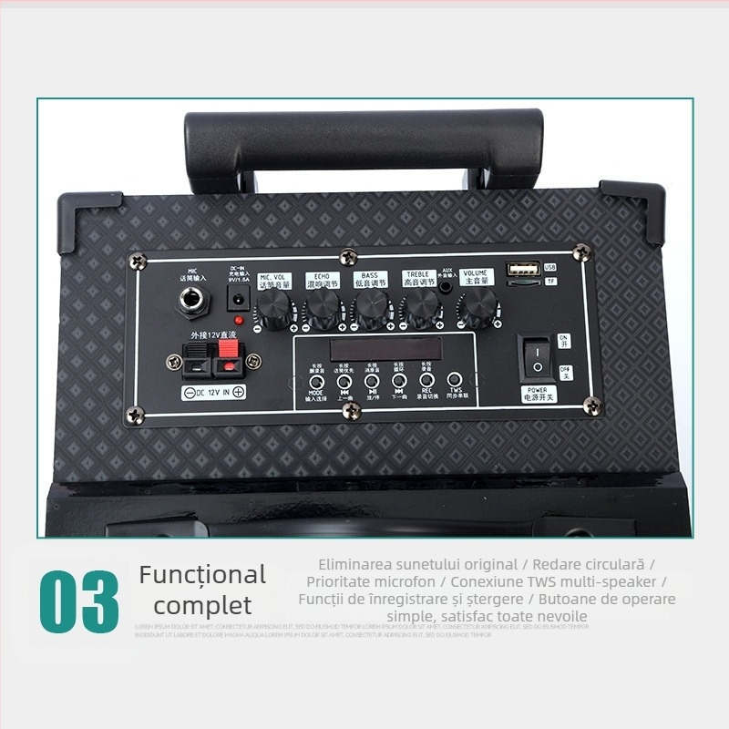 Boxă Bluetooth pentru exterior, carcasă din lemn, 100W, 2 difuzoare, Bluetooth 4.0, baterie încorporată 2000-4000 mAh, 60 Hz-15 kHz