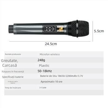 Boxă Bluetooth pentru karaoke cu microfon încorporat — portabil pentru acasă și exterior, 50W putere totală, Bluetooth 4.2, 30Hz-15kHz, SNR ≥60dB, rază 30m