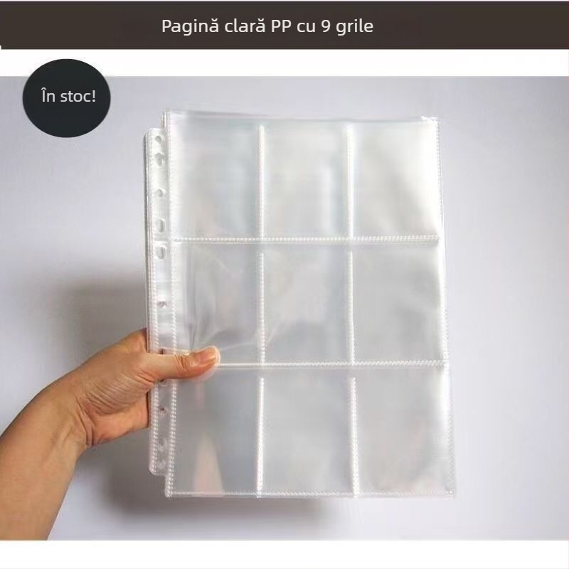 Album de stocare a cardurilor cu 11 găuri, 3 straturi, pagini interioare cu grilă de 9 pătrate, pagini interioare PP, personalizabil, compatibil cu 3 găuri