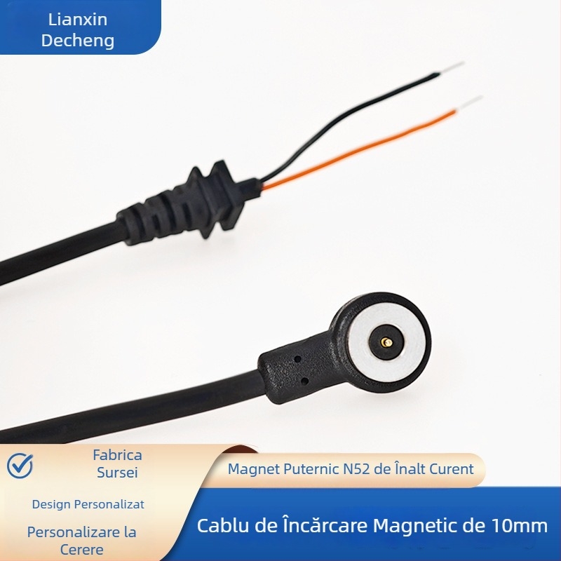 Cablu magnetic de încărcare unghiular, 10 mm interfață magnetică, magnet N52, cablu magnetic rotund, compatibil cu jucăriile, masaje și dispozitive de înfrumusețare