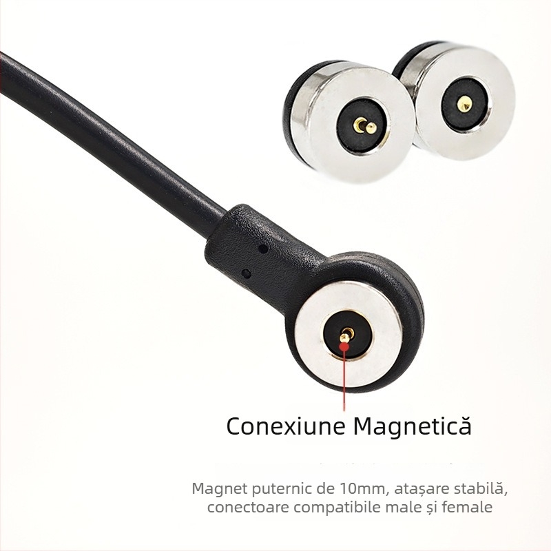 Cablu magnetic de încărcare unghiular, 10 mm interfață magnetică, magnet N52, cablu magnetic rotund, compatibil cu jucăriile, masaje și dispozitive de înfrumusețare
