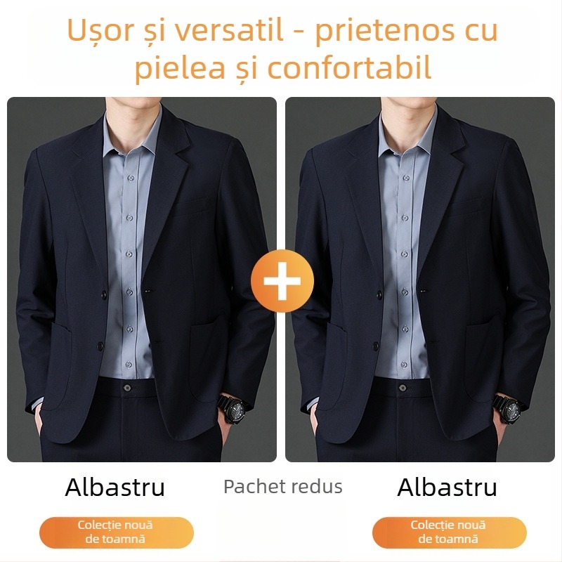 Geacă casual Romon pentru bărbați, guler stand, nasturi pe un rând, croială lejeră, țesătură subțire, material principal: in