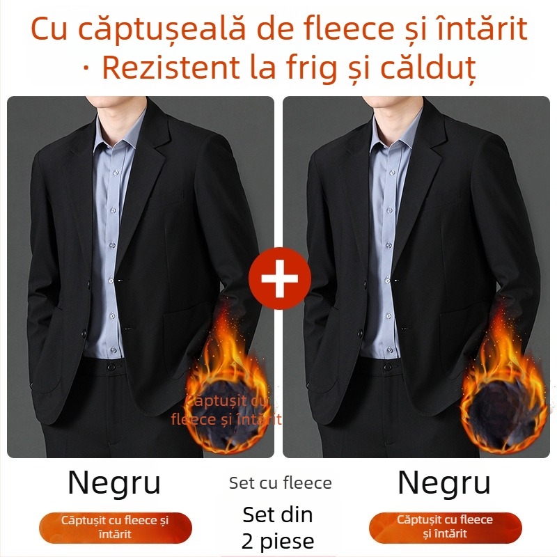 Geacă casual Romon pentru bărbați, guler stand, nasturi pe un rând, croială lejeră, țesătură subțire, material principal: in