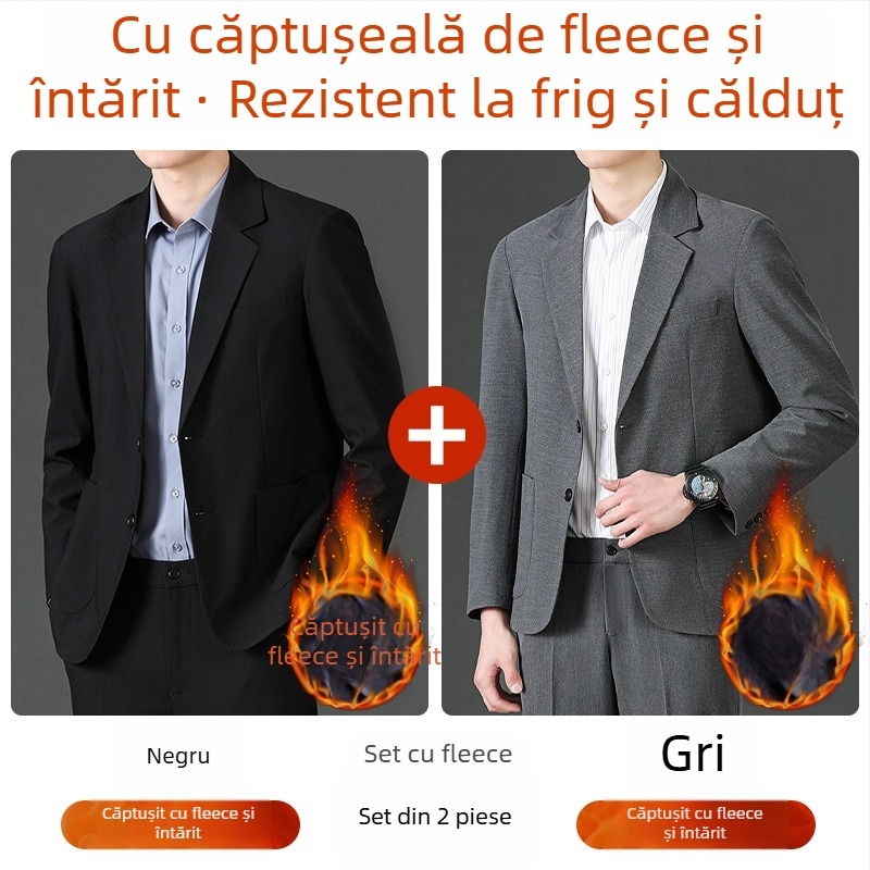 Geacă casual Romon pentru bărbați, guler stand, nasturi pe un rând, croială lejeră, țesătură subțire, material principal: in