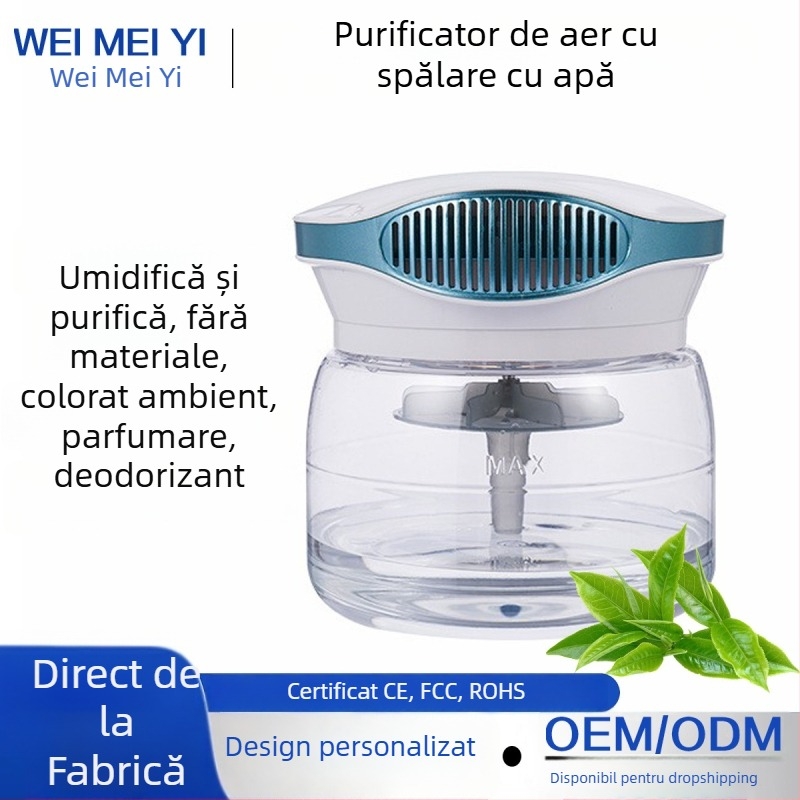 Umidificator aromaterapeutic și purificator de aer – eliminare formaldehidă, eliminare mirosuri, adaugă oxigen; 50 m³/h, <36 dB, pentru 11-20 m², alimentare la priză, control cu buton