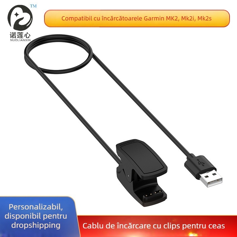 Cablu clip încărcare pentru ceas Garmin - compatibil cu MK3i, MK3, MK2i, MK2 și Descent G1