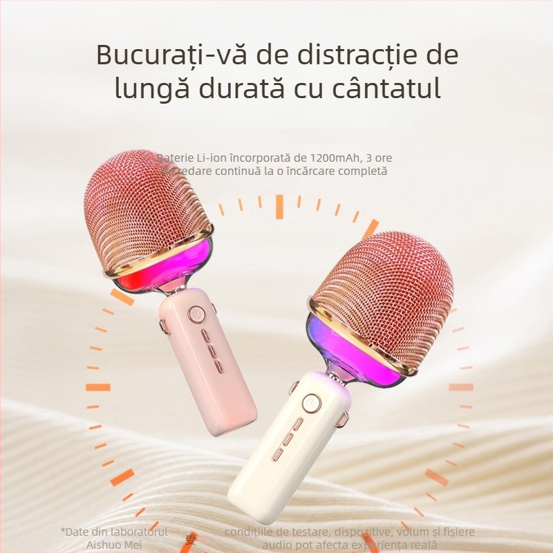 Sistem karaoke Bluetooth cu microfon încorporat – All-in-One, 5W, Bluetooth 5.0, 20Hz-20kHz, baterie 1200–2000mAh, autonomie 3–6h