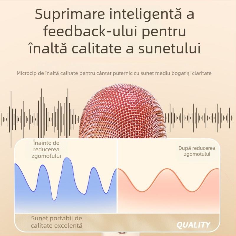 Sistem karaoke Bluetooth cu microfon încorporat – All-in-One, 5W, Bluetooth 5.0, 20Hz-20kHz, baterie 1200–2000mAh, autonomie 3–6h