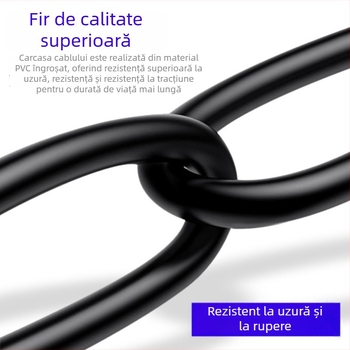Cablu USB-C cu protecție dublă, 4 nuclee din aluminiu-magneziu, anti-interferențe, cablu extensibil pentru încărcare