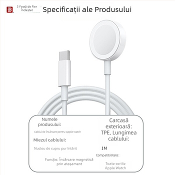 Cablu de încărcare fără fir magnetic Apple Watch cu PD, SX03 – Hot-Blooded Craftsman, pentru întreaga serie Watch45678S9