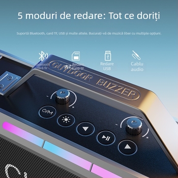 Boxă Bluetooth pentru karaoke în aer liber, cu microfon, baterie de lungă durată, sistem cu trei difuzoare, Bluetooth 5.3