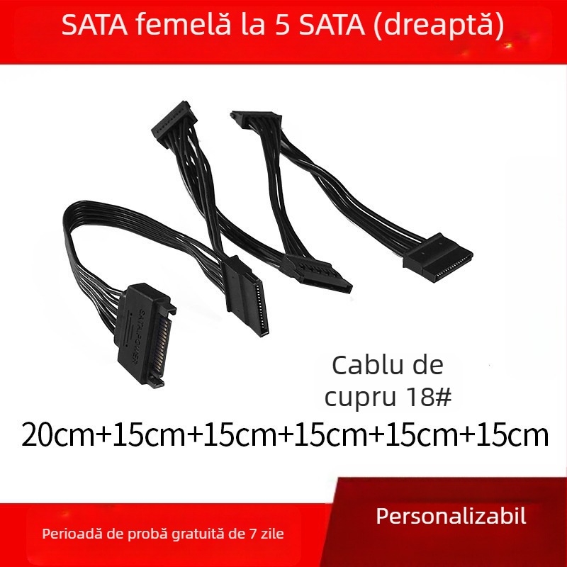 Chuangshida Cablu adaptor SATA 15Pin 1 la 5, divizor de alimentare, cupru