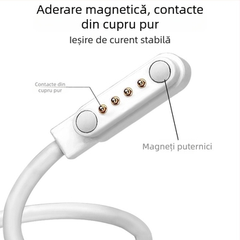 Cablu magnetic de încărcare pentru smartwatch, USB, 4 pini, 7,62 mm, linie de date