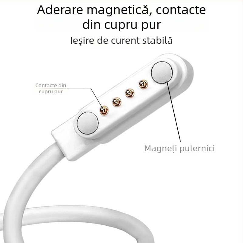 Cablu magnetic de încărcare pentru smartwatch, USB, 4 pini, 7,62 mm, linie de date