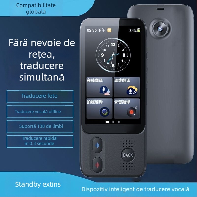 Dispozitiv inteligent de traducere offline cu interpretare simultană, traducere multilingvă și traducere prin fotografii, carcasă ABS — ideal pentru afaceri în timpul călătoriilor