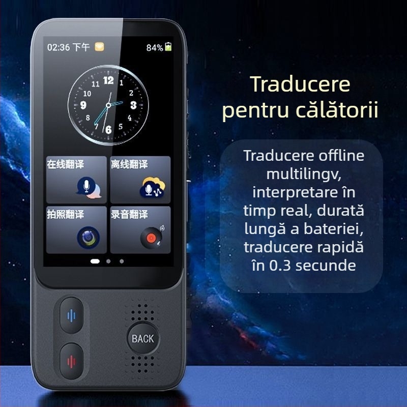 Dispozitiv inteligent de traducere offline cu interpretare simultană, traducere multilingvă și traducere prin fotografii, carcasă ABS — ideal pentru afaceri în timpul călătoriilor