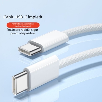 Cablu de încărcare USB-C împletit, compatibil Apple, pentru iPhone 15/16, încărcare rapidă, 60W, certificat 3C