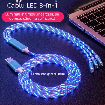 DY cablu USB 3 în 1 cu divizor 1 la 3, încărcare rapidă, compatibilitate generală