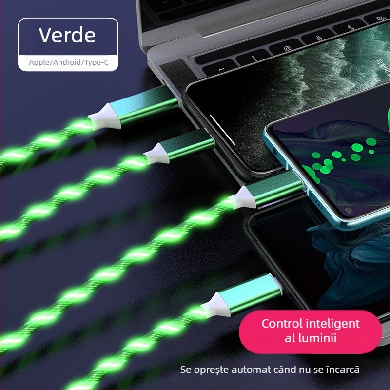 DY cablu USB 3 în 1 cu divizor 1 la 3, încărcare rapidă, compatibilitate generală