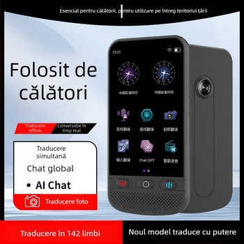 Translator de dialog în timp real cu interpretare simultană multilingvă, model F6 Chinese Version, carcasă ABS, baterie Li-ion reîncărcabilă, difuzor 8W, suport pentru repetarea vocii