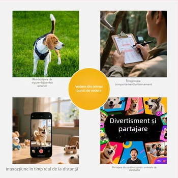 Cameră pentru animale de companie 4G cu curea/guler – 2MP, vedere nocturnă, rază de până la 10 m, microSD până la 128 GB, compatibil Android și iOS