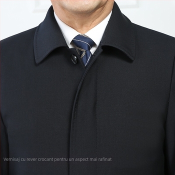 Palton stil business, guler cu rever, închidere cu nasture simplu, croială lejeră, lungime scurtă, culoare solidă, țesătură modal cu păr de iepure