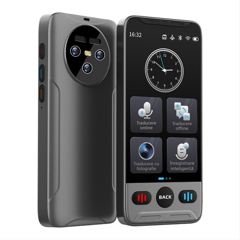 Translator vocal inteligent cu ecran mare, Android OS, Bluetooth, rază de 50 m, moduri atingere/voce/fotografiere, model T02