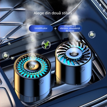 S10 umidificator auto și purificator de aer cu difuzor de parfum — rezervor de apă 0,5–1 L, alimentare USB/auto, peste 3 duze de ceață, zgomot sub 36 dB, putere 5 W