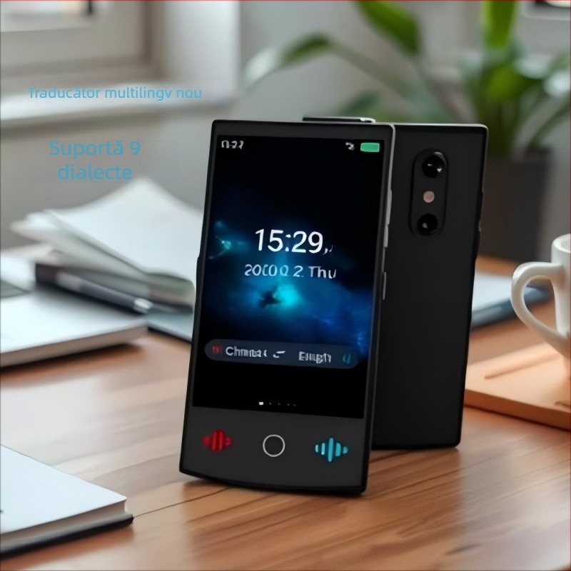 Traducător inteligent multilingv, cu traducere offline și recunoaștere a 9 dialecte; sistem de operare Android; Bluetooth; rază wireless până la 10 m.