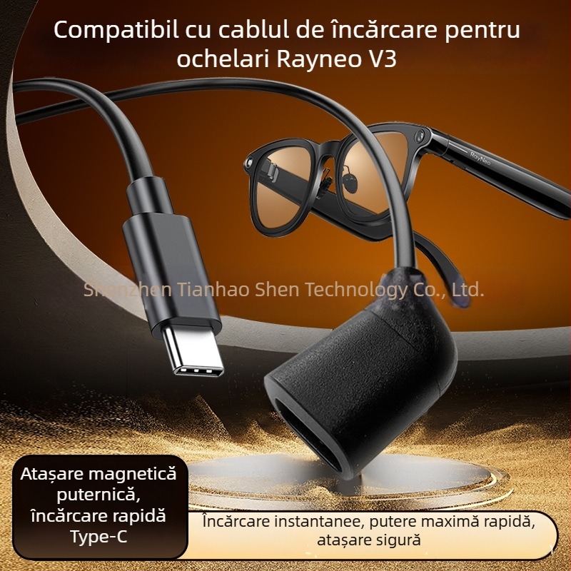 Cablu de încărcare și încărcător magnetic pentru ochelari Rayneo Thunderbird Smart Glasses V3 Slim și Conan AI