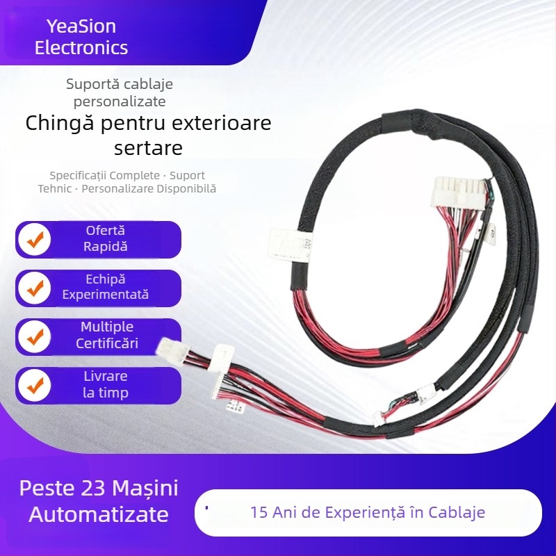 Fascicul de cabluri personalizat pentru roboți, cu terminale de control integrate, conductoare din cupru emailat, număr de conductori configurabil, grosime a izolației reglabilă, tensiune nominală configurabilă.