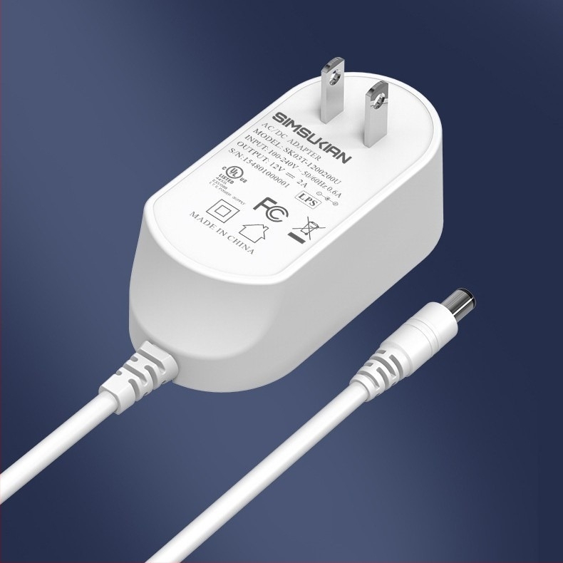 Adaptor de alimentare 12V 2A, intrare 100-240V, conector DC 5,5×2,5 mm, cablu 1,5 m, unghi 90°, certificat 3C