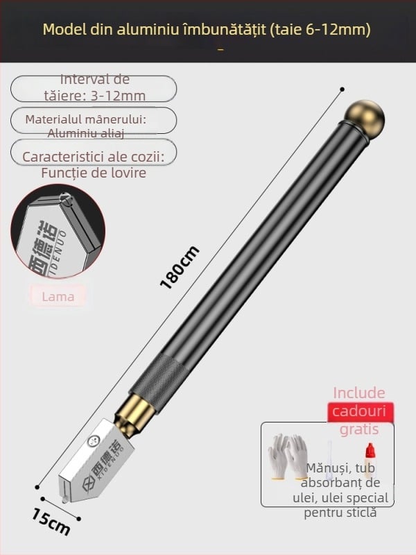 Cuțit de sticlă cu vârf diamantat pentru sticlă groasă – unealtă casnică pentru tăierea sticlei și a plăcilor ceramice, gravură