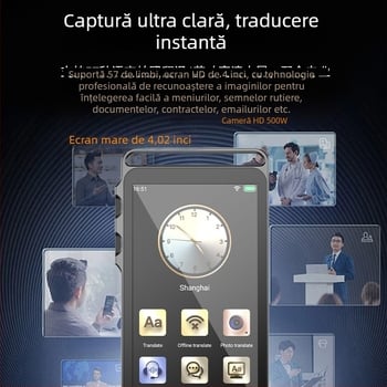 Traducător multilingv cu interpretare simultană, învățare AI pentru engleză offline, înregistrare de conferințe, traducere foto, interfață Type-C