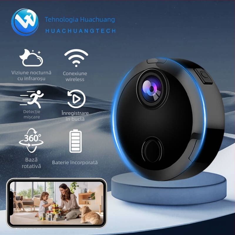 HDQ15 Cameră de securitate wireless 1080P, stocare pe TF card, baterie de 180 minute, înregistrare video și captură foto