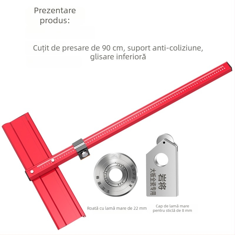 Push Knife pentru tăierea plăcilor mari, ardezie și sticlă, cu suport anti-coliziune pentru lamă — Brand Rock General