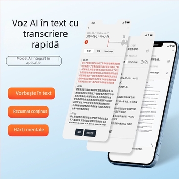 Pen de înregistrare AI cu transcriere și traducere alimentate de ChatGPT, Bluetooth, control prin aplicație, MP3/WAV, card TF
